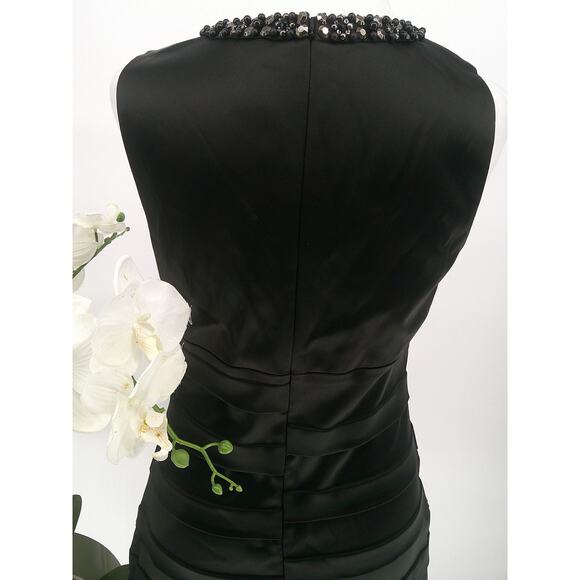 Cache Womens Ruched Cocktail Jeweled V-Neck Stretch Satin Bodycon Dress Size 10 - Picture 6 of 10